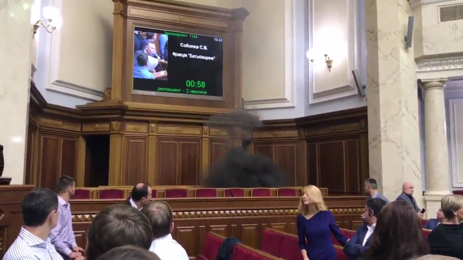 В зале Верховной рады депутат бросил дымовую шашку